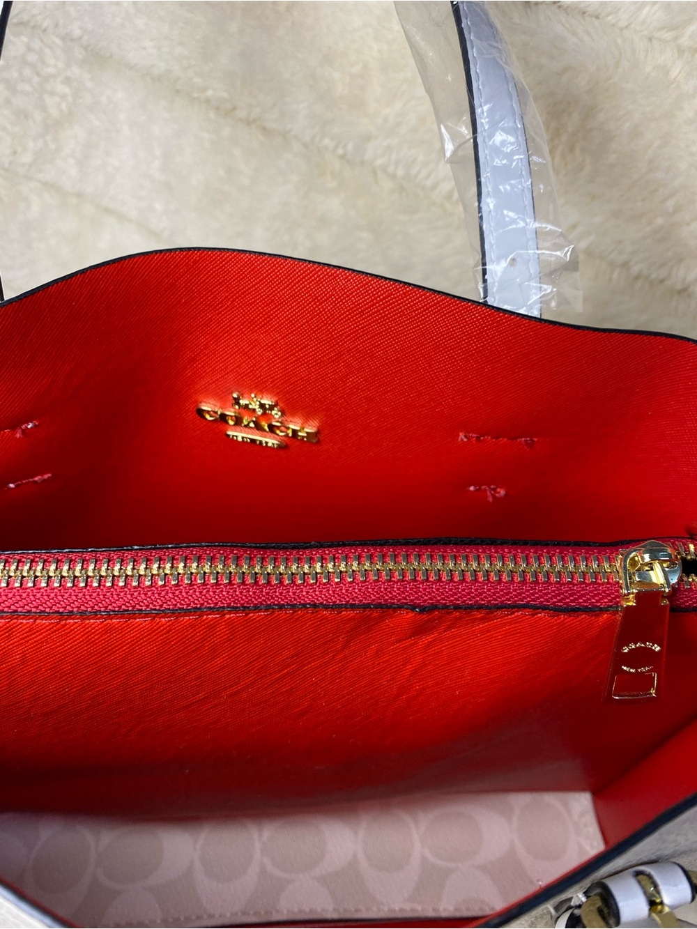Coach Signature Print Mini Tote in Chalk - Picture 2 of 5